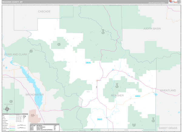 Meagher County, MT Wall Map Premium Style