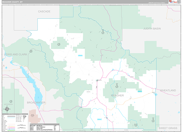 Meagher County, MT Wall Map