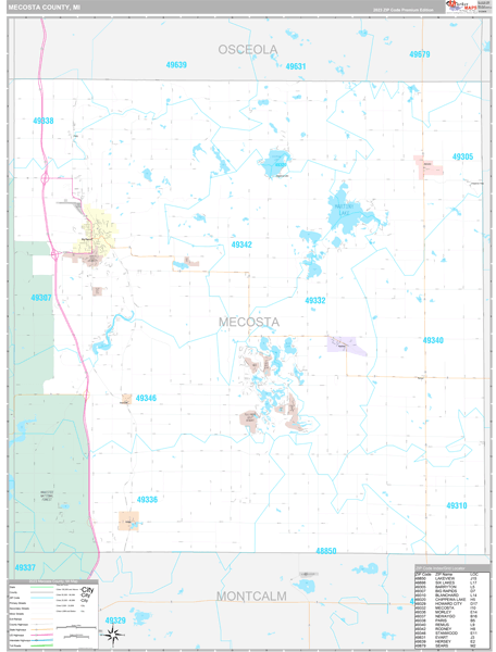 Mecosta County, MI Zip Code Map