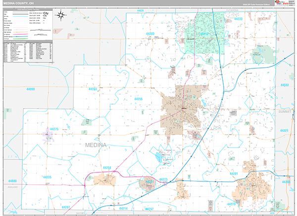 Medina County, OH Zip Code Map