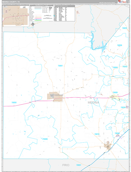 Medina County, TX Wall Map