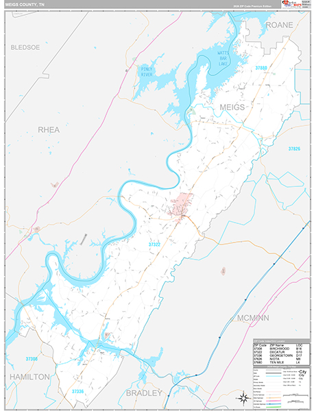 Meigs County, TN Zip Code Map
