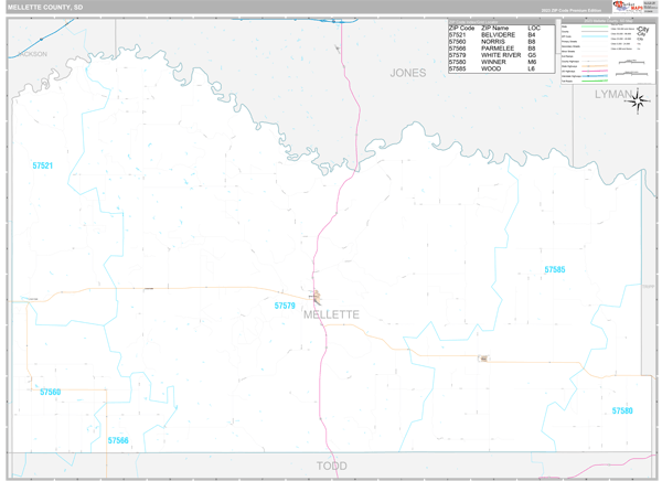 Mellette County, SD Wall Map Premium Style