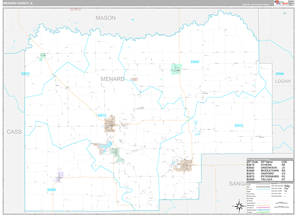 Menard County, IL Zip Code Map