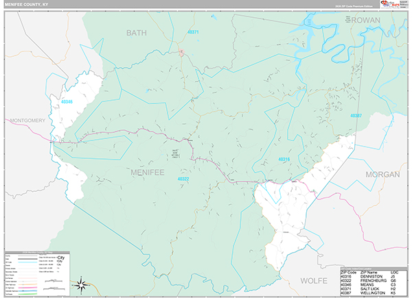 Menifee County, KY Zip Code Map