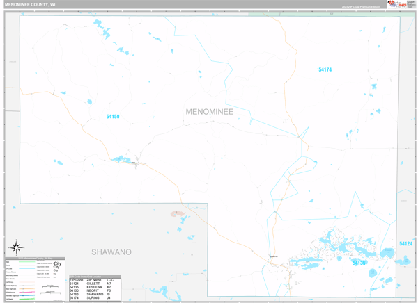Menominee County, WI Wall Map Premium Style