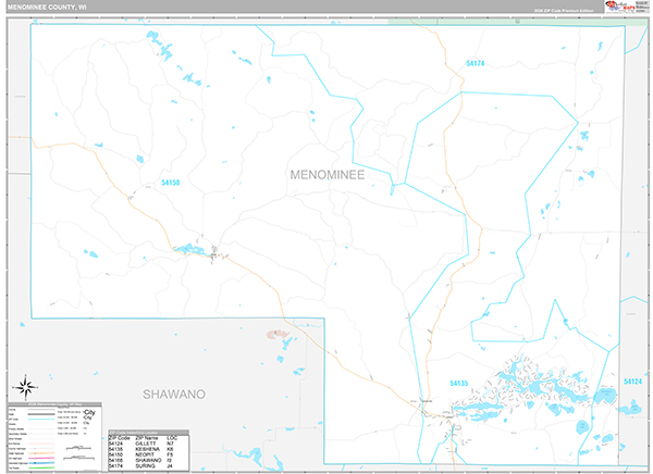 Menominee County, WI Wall Map Premium Style