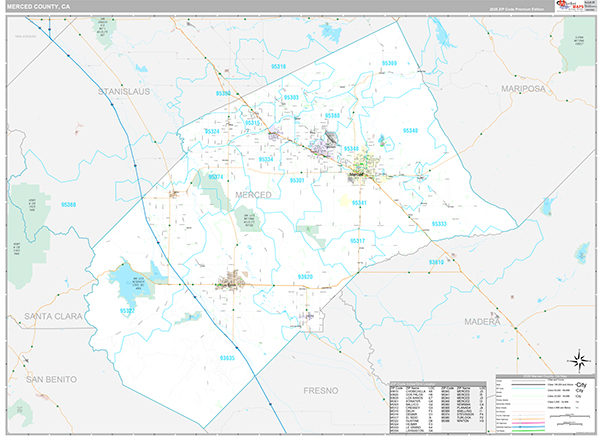 Merced County, CA Map Premium Style