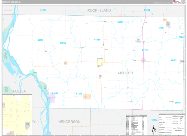 Mercer County, IL Zip Code Map