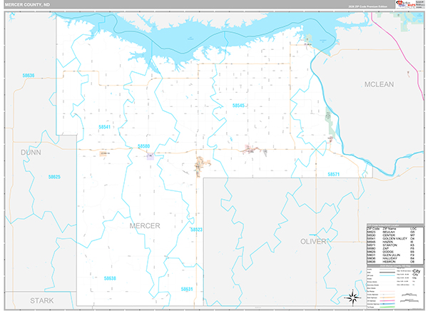 Mercer County, ND Zip Code Map
