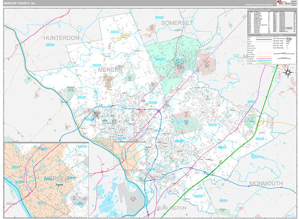 Mercer County, NJ Wall Map
