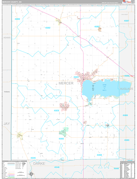 Mercer County, OH Carrier Route Wall Map