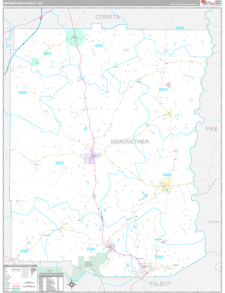 Meriwether County, GA Zip Code Map
