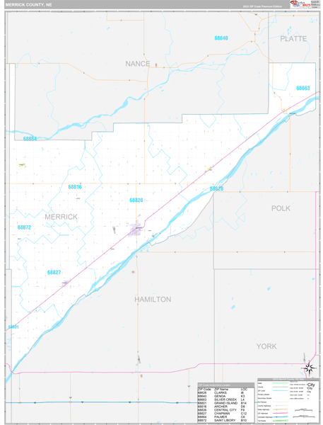 Merrick County, NE Wall Map