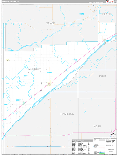 Merrick County, NE Wall Map Premium Style