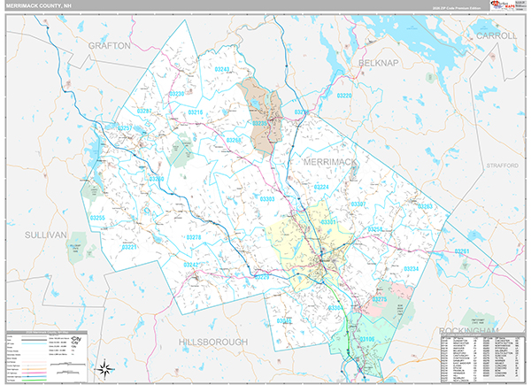 Merrimack County, NH Zip Code Map