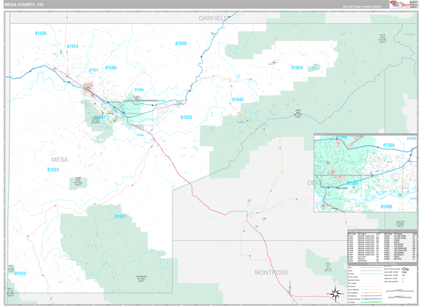Mesa County, CO Wall Map Premium Style