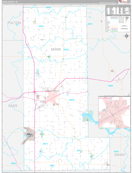 Miami County, IN Wall Map Premium Style