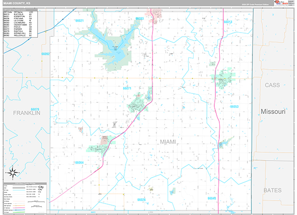Miami County, KS Wall Map Premium Style