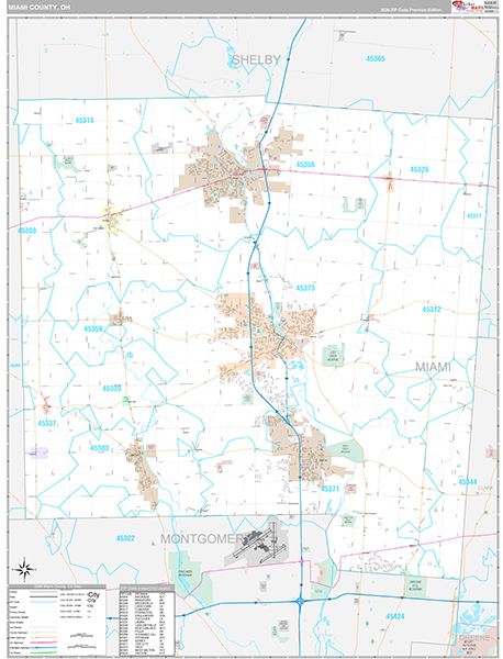 Miami County, OH Carrier Route Wall Map
