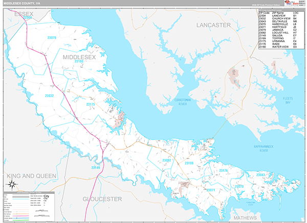 Middlesex County, VA Wall Map