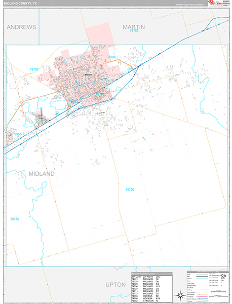 Midland County, TX Zip Code Map