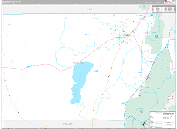 Millard County, UT Zip Code Map