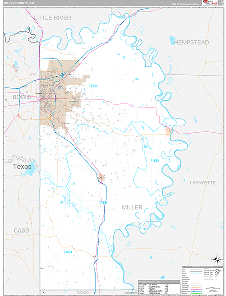 Miller County, AR Wall Map Premium Style