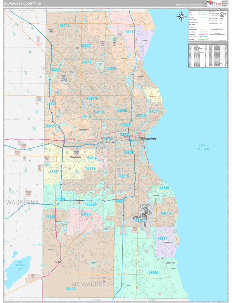 Milwaukee County Wi Wall Map Premium Style By Marketmaps