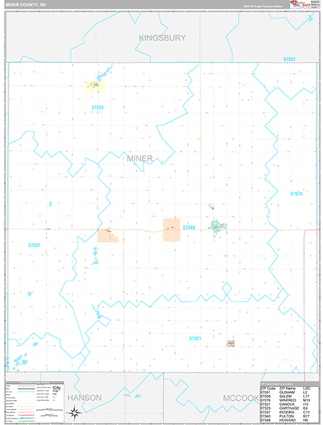 Miner County, SD Wall Map Premium Style