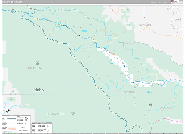 Mineral County, MT Zip Code Map