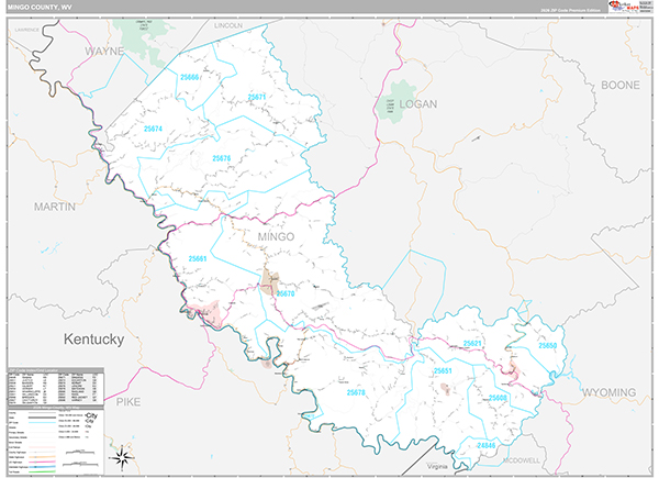 Mingo County, WV Zip Code Map