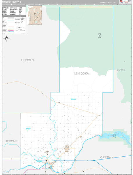 Minidoka County, ID Wall Map Premium Style