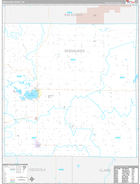 Missaukee County, MI Zip Code Map
