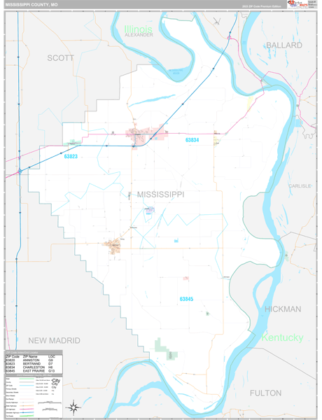 Mississippi County, MO Wall Map