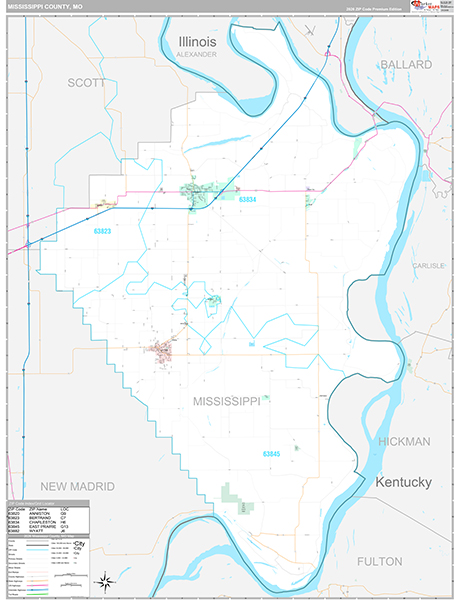 Mississippi County, MO Wall Map