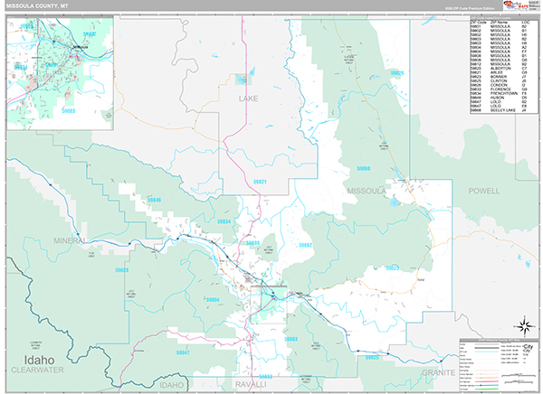 Missoula County, MT Zip Code Map