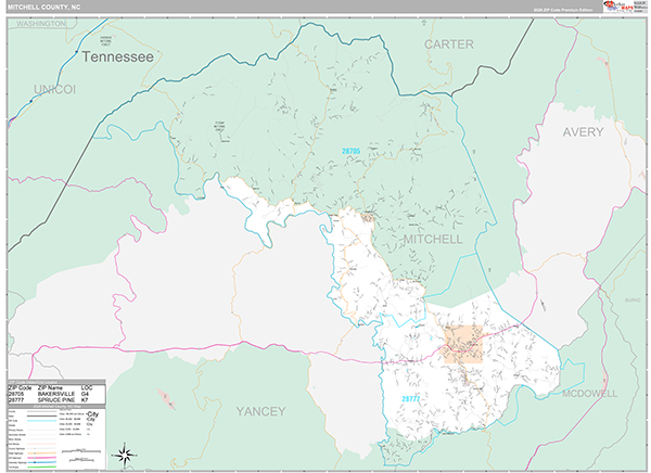Mitchell County, NC Wall Map