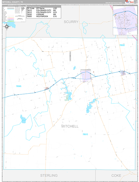 Mitchell County, TX Zip Code Map