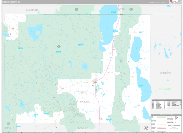 Modoc County, CA Wall Map Premium Style