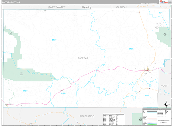 Moffat County, CO Wall Map Premium Style