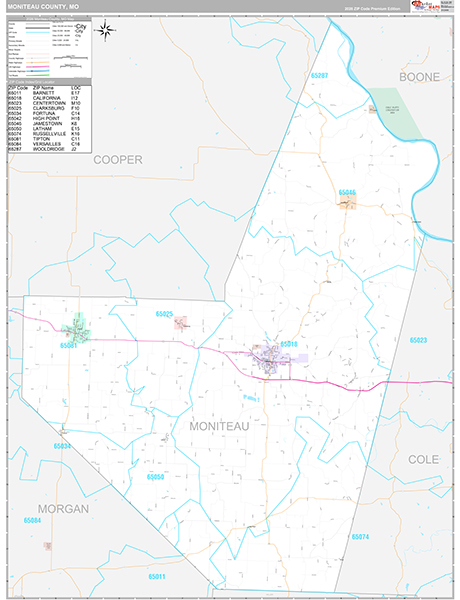 Moniteau County, MO Map Premium Style