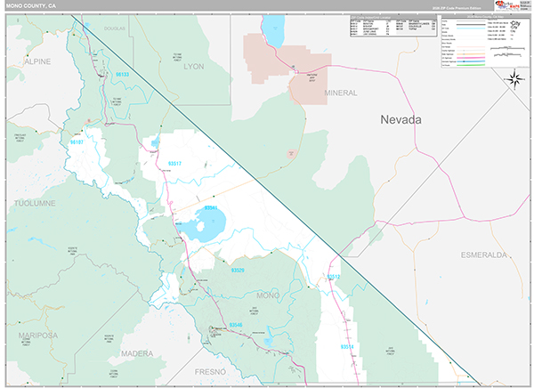 Mono County, CA Map Premium Style