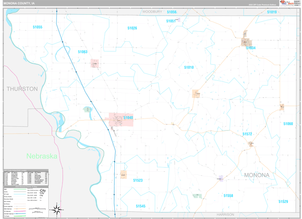 Monona County, IA Wall Map Premium Style