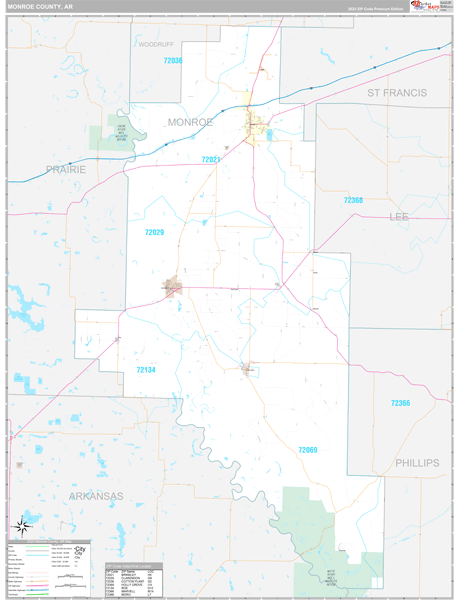 Monroe County, AR Wall Map Premium Style