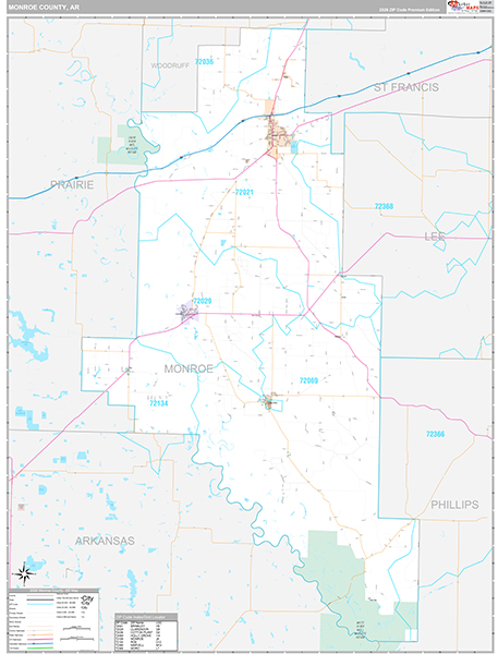 Monroe County, AR Zip Code Map