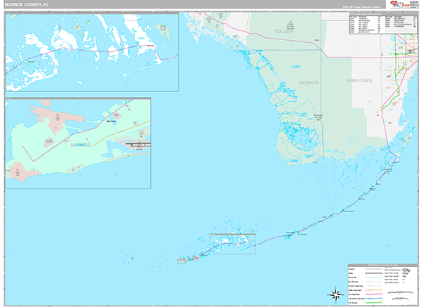 Monroe County, FL Wall Map