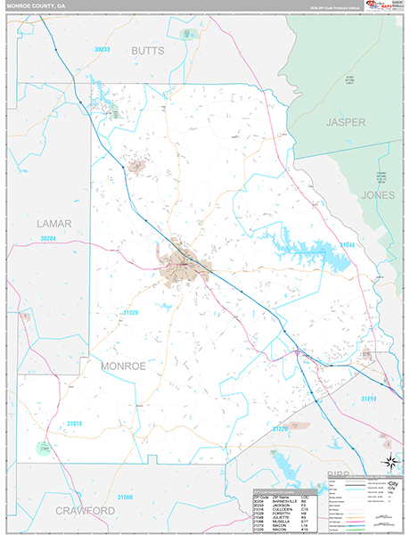 Monroe County, GA Zip Code Map