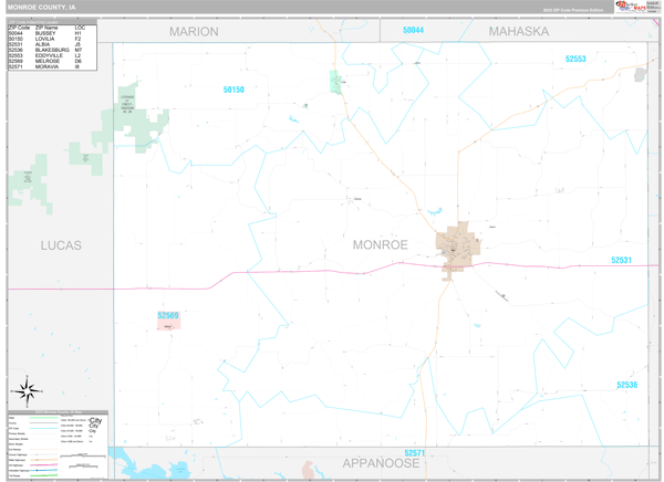 Monroe County, IA Wall Map Premium Style