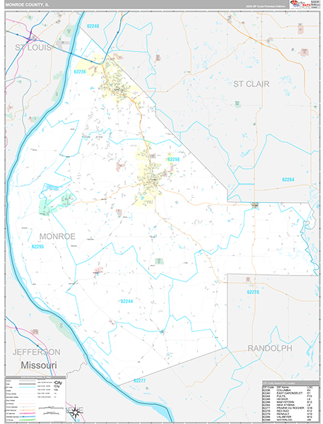 Monroe County, IL Zip Code Map